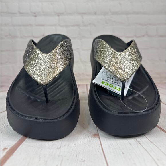 Crocs Getaway Glitter Platform Flip Flops Sandals Women’s Size 6 (210654-001) - Picture 5 of 9